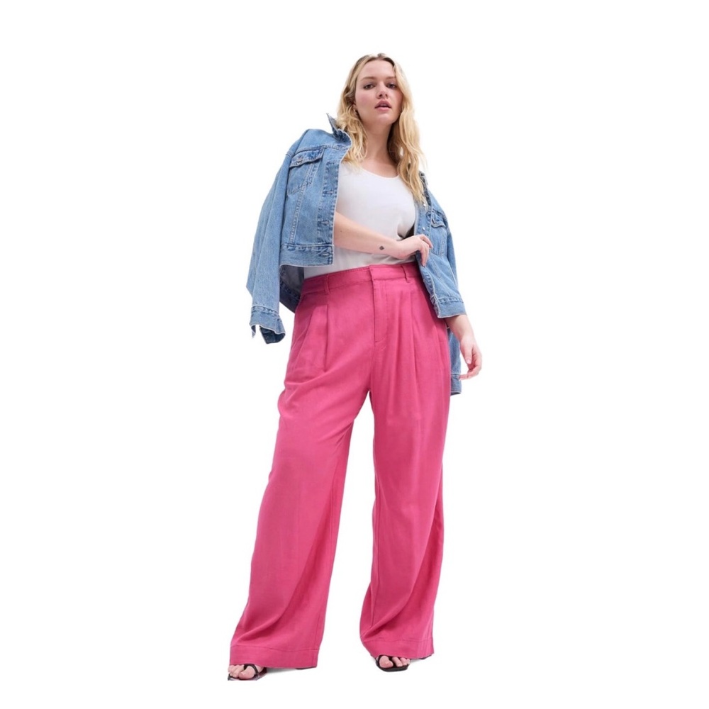 GAP Pepto Pink Linen High-Waist Wide Leg Pants - Picture 2 of 5